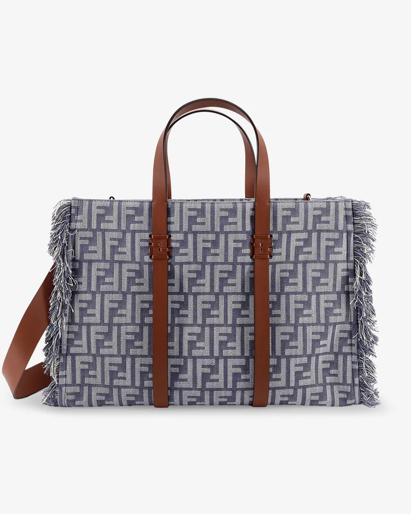 Fendi Summer Tote FF jacquard fabric shoulder bag with fringes -  - gender_Woman Blue