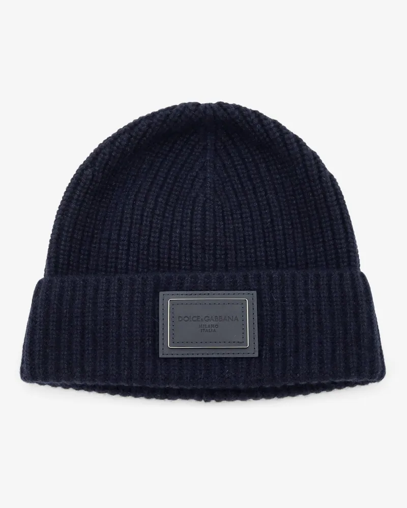 Dolce & Gabbana Ribbed cashmere hat -  - gender_Man Blue