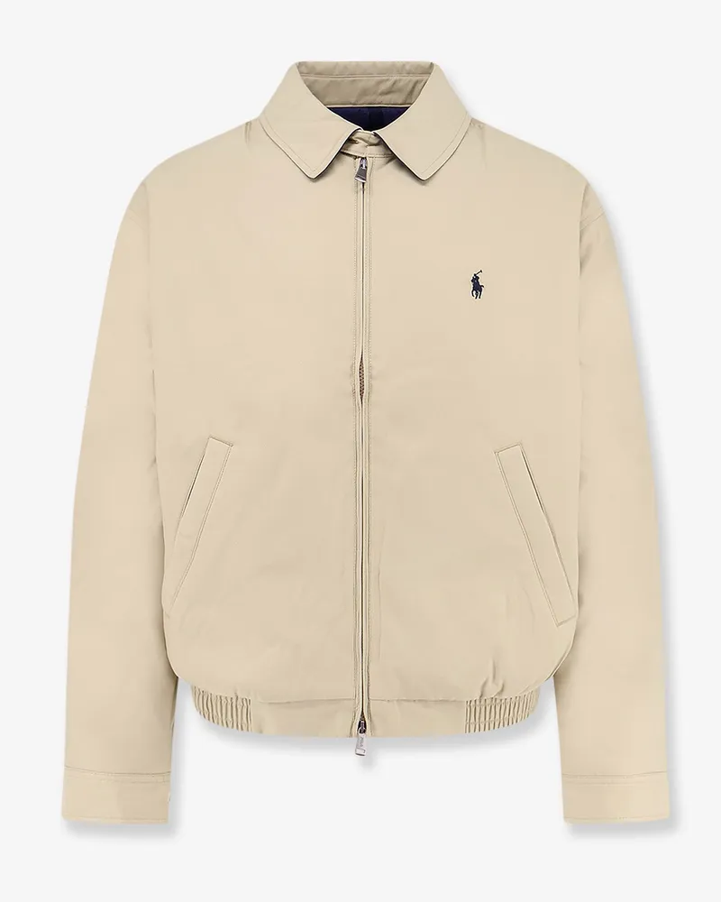 Ralph Lauren Nylon down jacket with contrasting embroidered logo -  - gender_Man Beige