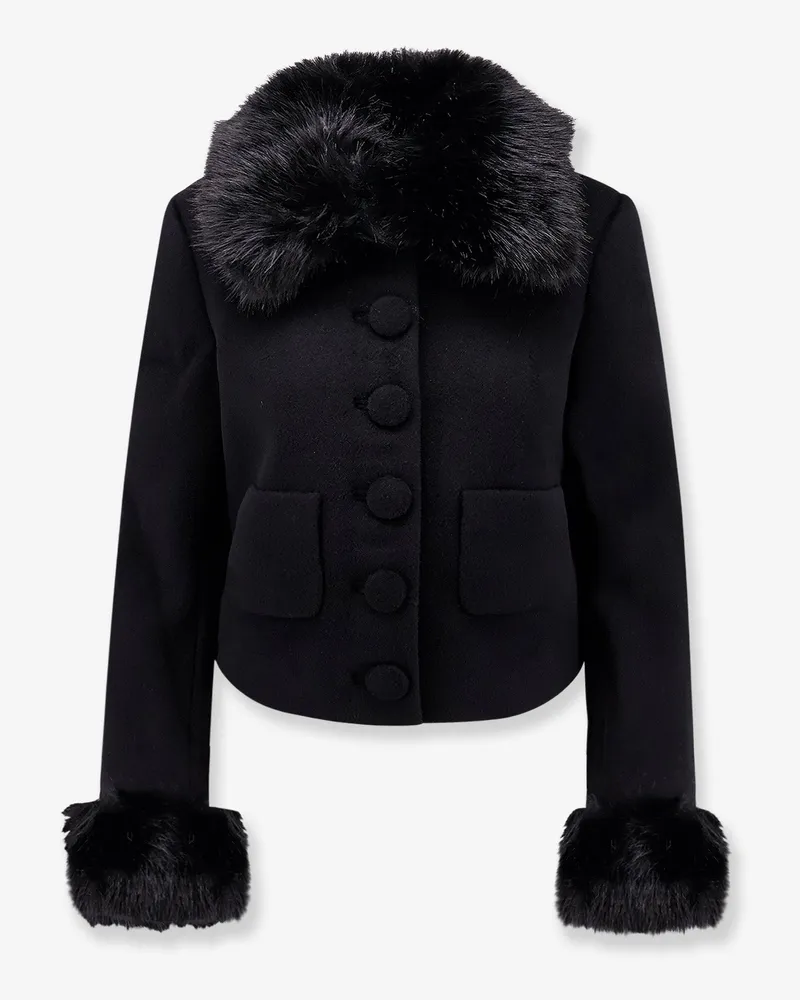 Self-Portrait Wool blend blazer with faux fur details -  - gender_Woman Black