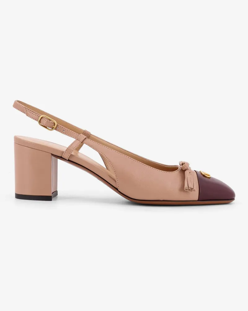 Valentino Garavani Leather décolleté with metal logo -  - gender_Woman Beige