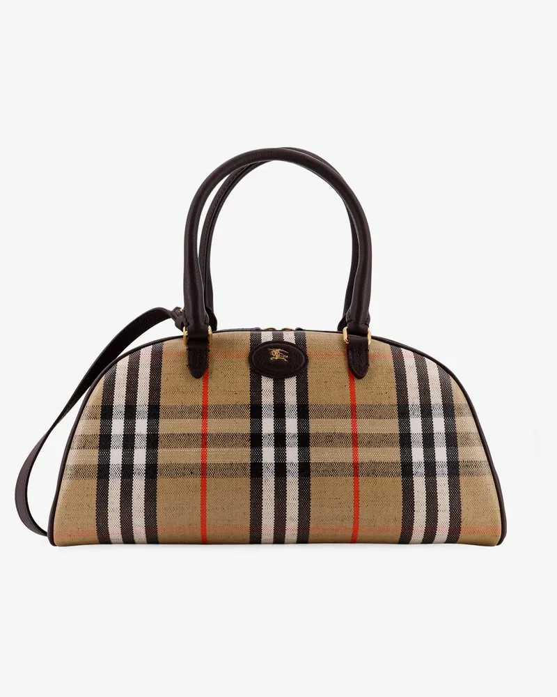 Burberry Coated canvas crossbody bag with check pattern -  - gender_Woman Beige