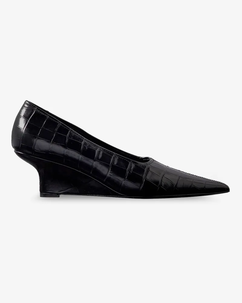 Totême Sharp Wedge leather pump with croco motif -  - gender_Woman Black