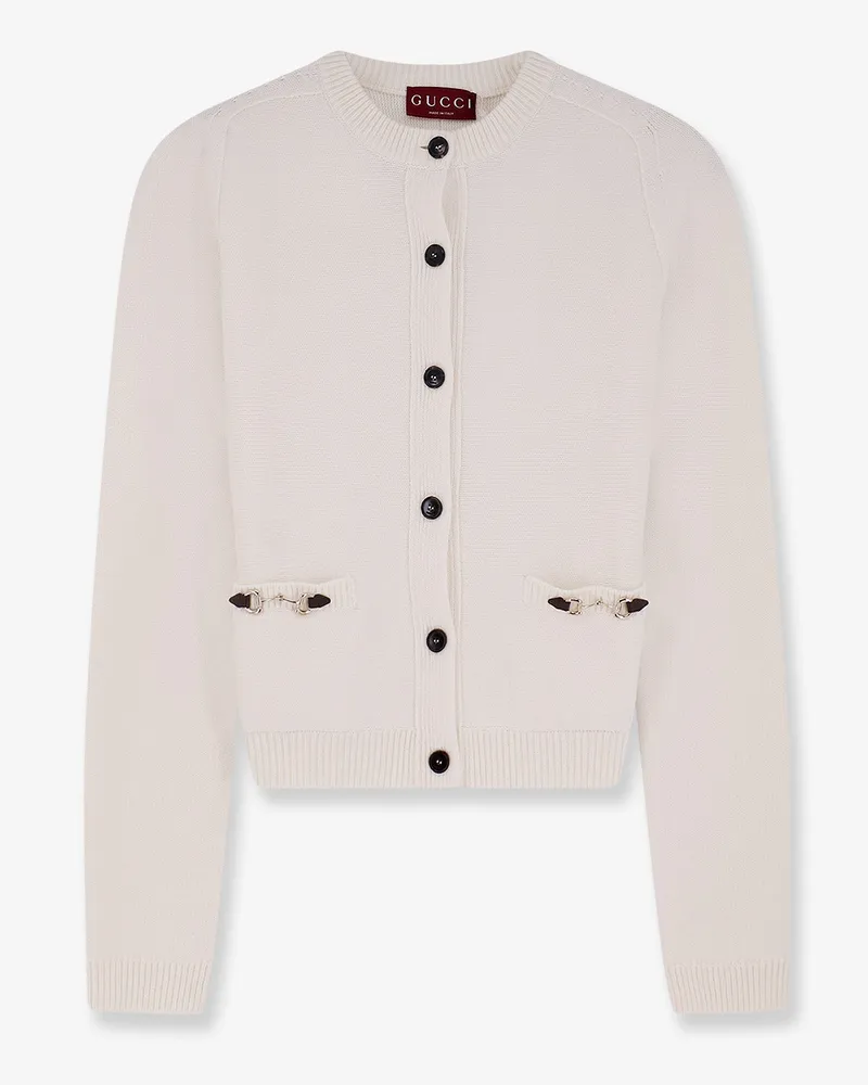 Gucci Wool and cashmere cardigan with metal Horsebit -  - gender_Woman White