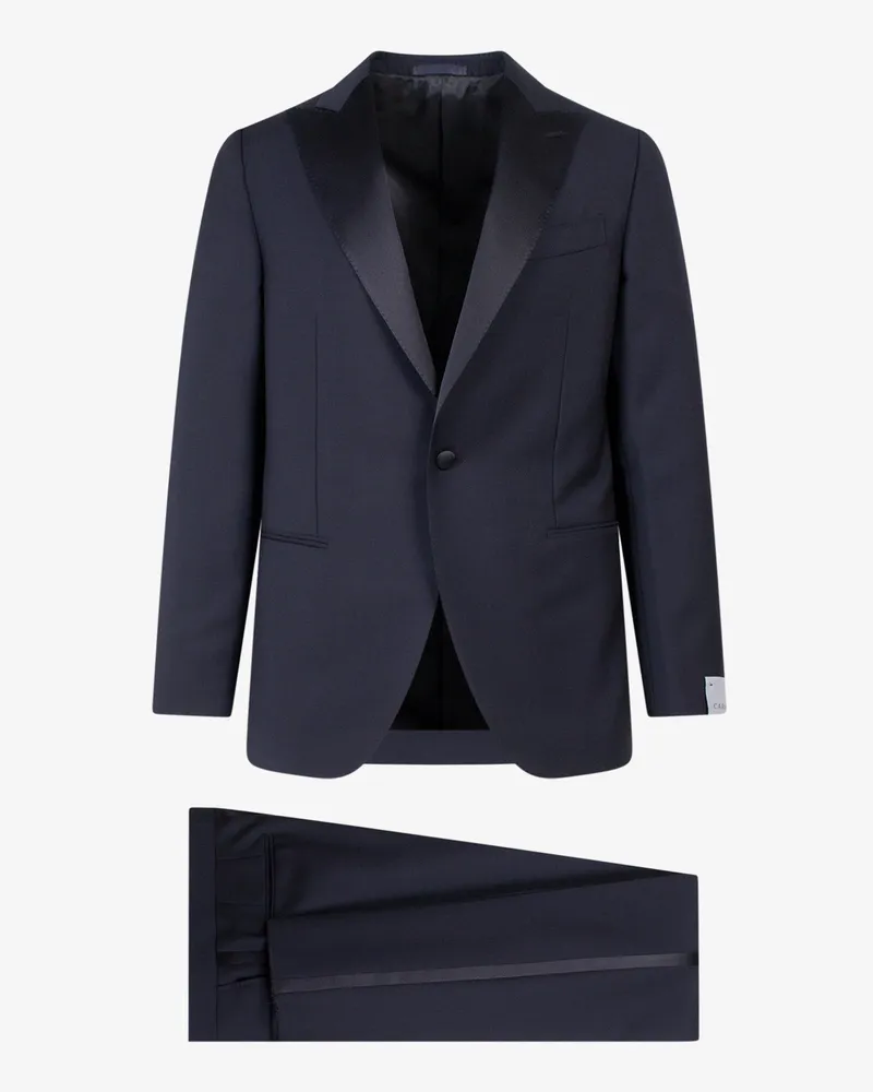 Caruso Wool and mohair tuxedo -  - gender_Man Blue