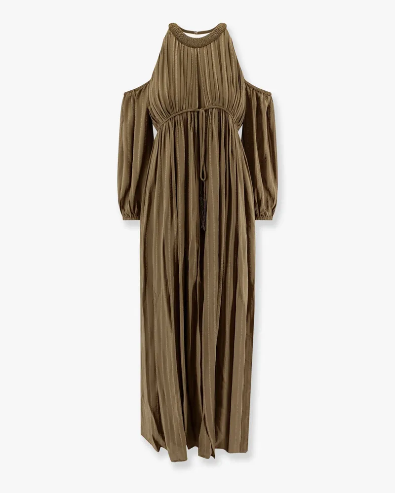 Pinko Allenatore georgette long dress with striped motif -  - gender_Woman Green