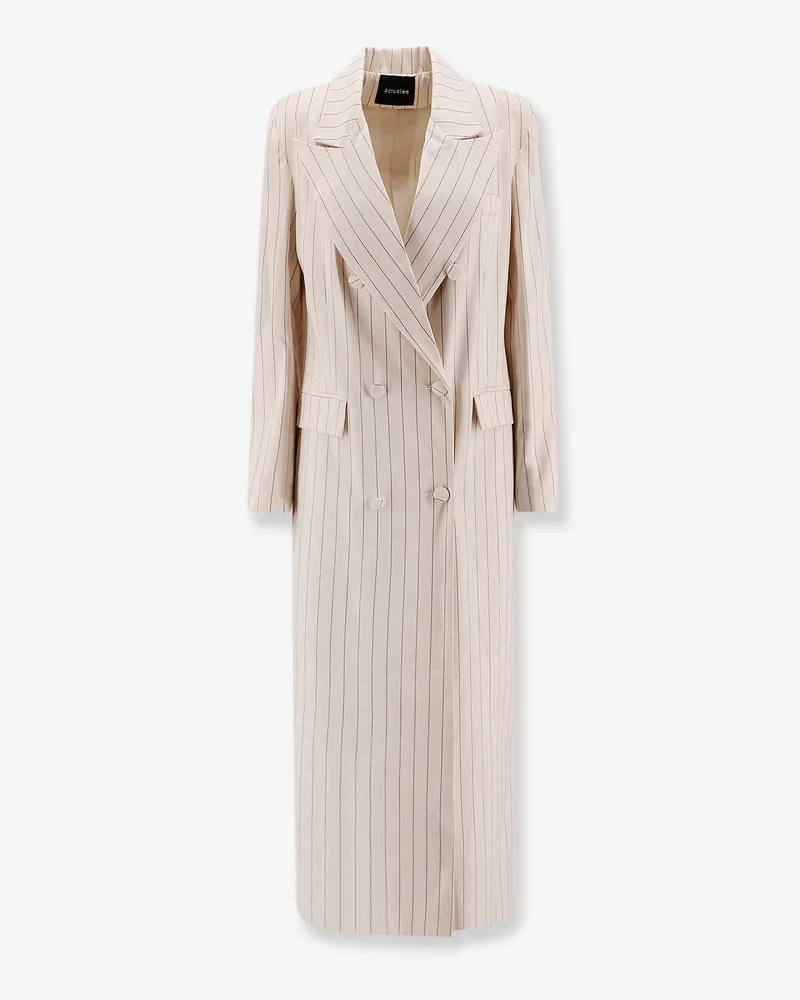 ACTUALEE Pinstripe fabric coat -  - gender_Woman White