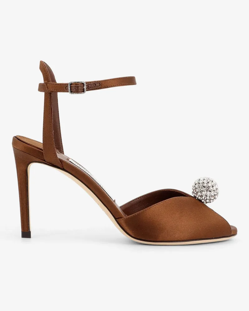 Jimmy Choo Sacora satin sandals with crystal detail -  - gender_Woman Brown