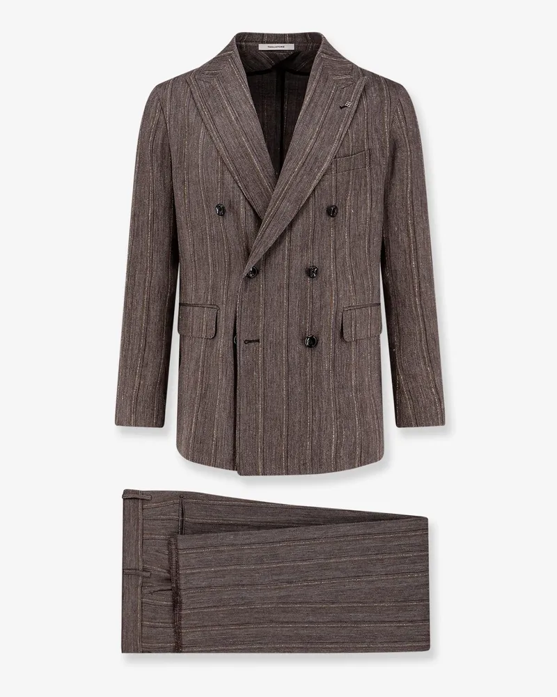 Tagliatore Double-breasted linen blend suit -  - gender_Man Brown