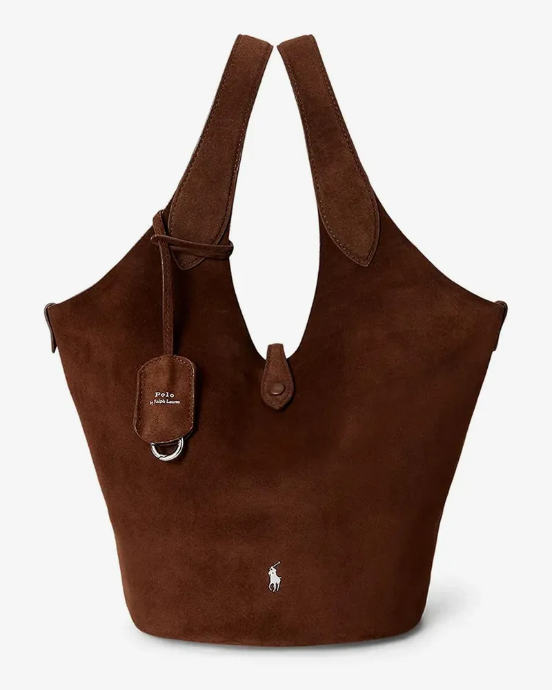 Ralph Lauren Play suede shoulder bag with contrasting logo -  - gender_Woman Brown