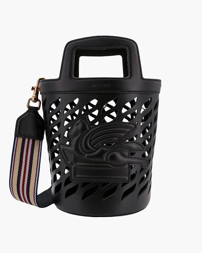 Etro Perforated leather bucket bag  with shoulder strap -  - gender_Woman Black