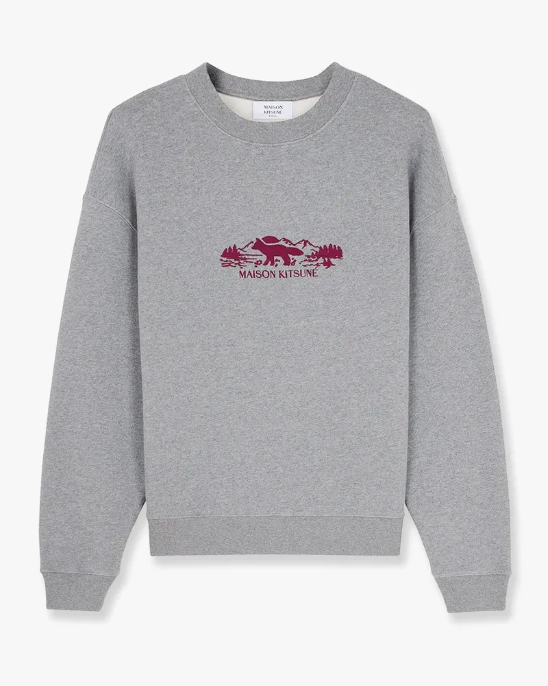 Kitsuné Cotton sweatshirt with embroidered logo on the front -  - gender_Man Grey