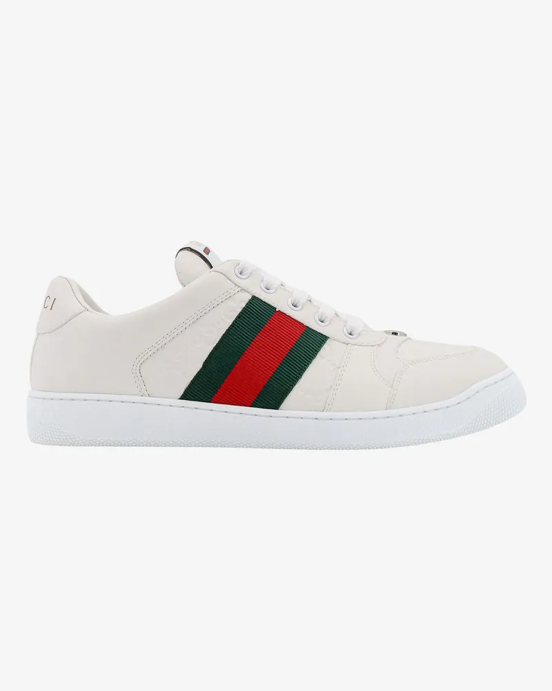 Gucci Leather sneakers with lateral web band -  - gender_Man White