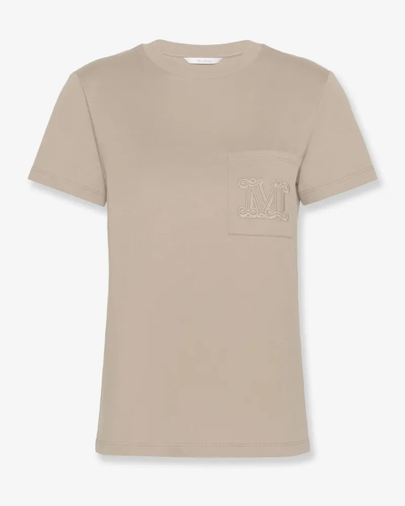 Max Mara Papaia cotton t-shirt with Monogram -  - gender_Woman Beige