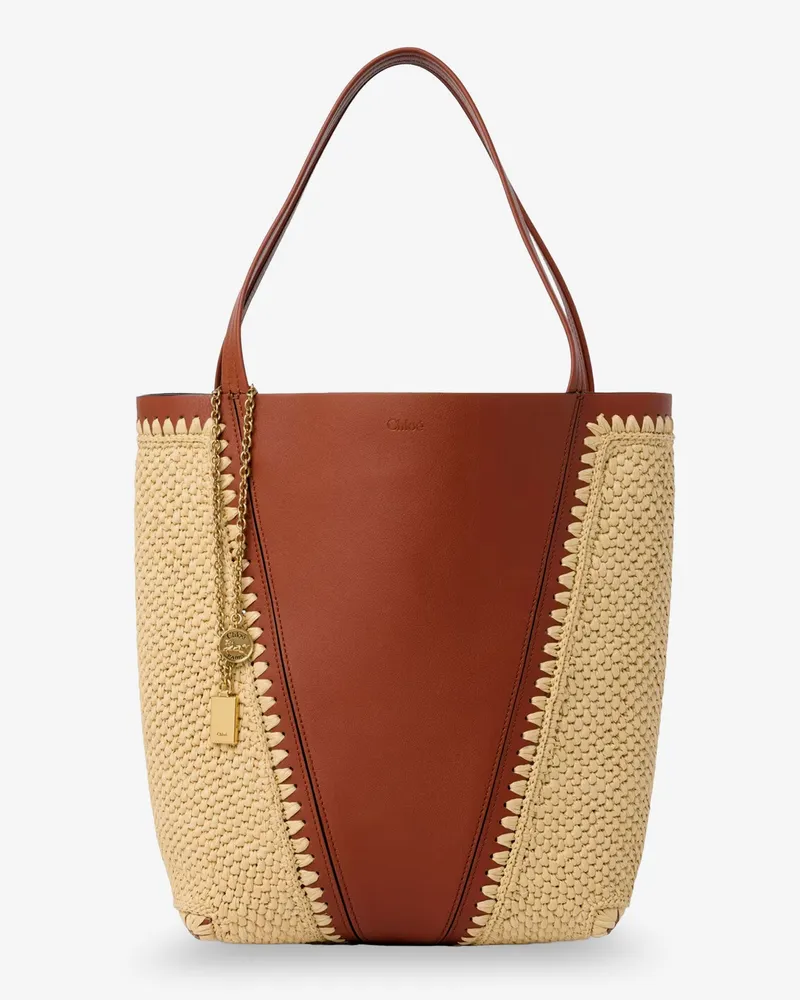 Chloé Chloé Spin leather and raffia shoulder bag -  - gender_Woman Brown