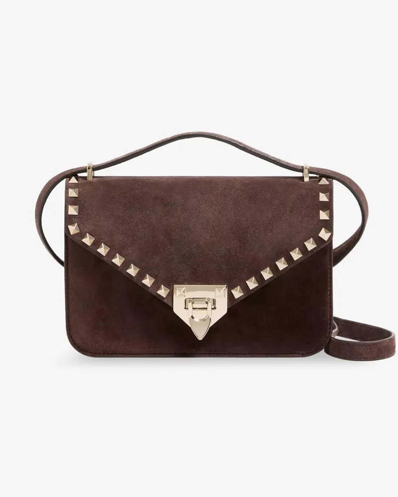 Valentino Garavani Rockstud suede crossbody bag -  - gender_Woman Brown
