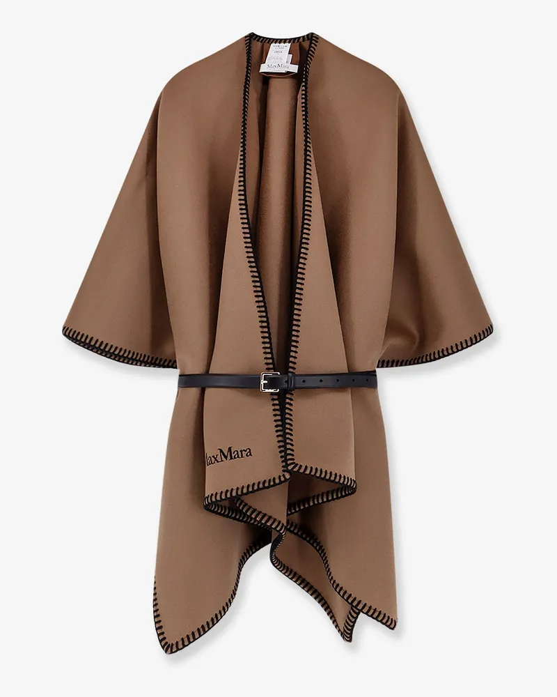 Max Mara Mxacolomba virgin wool cape with belt -  - gender_Woman Brown
