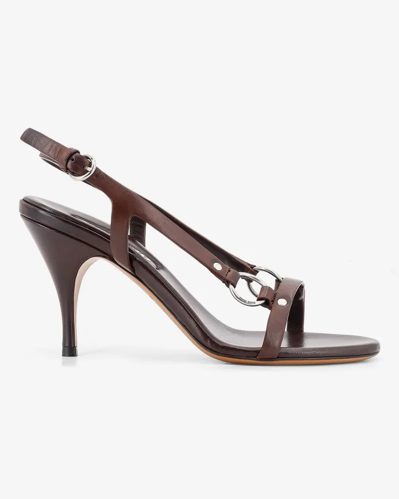 Miu Miu Leather sandals with metal detail -  - gender_Woman Brown