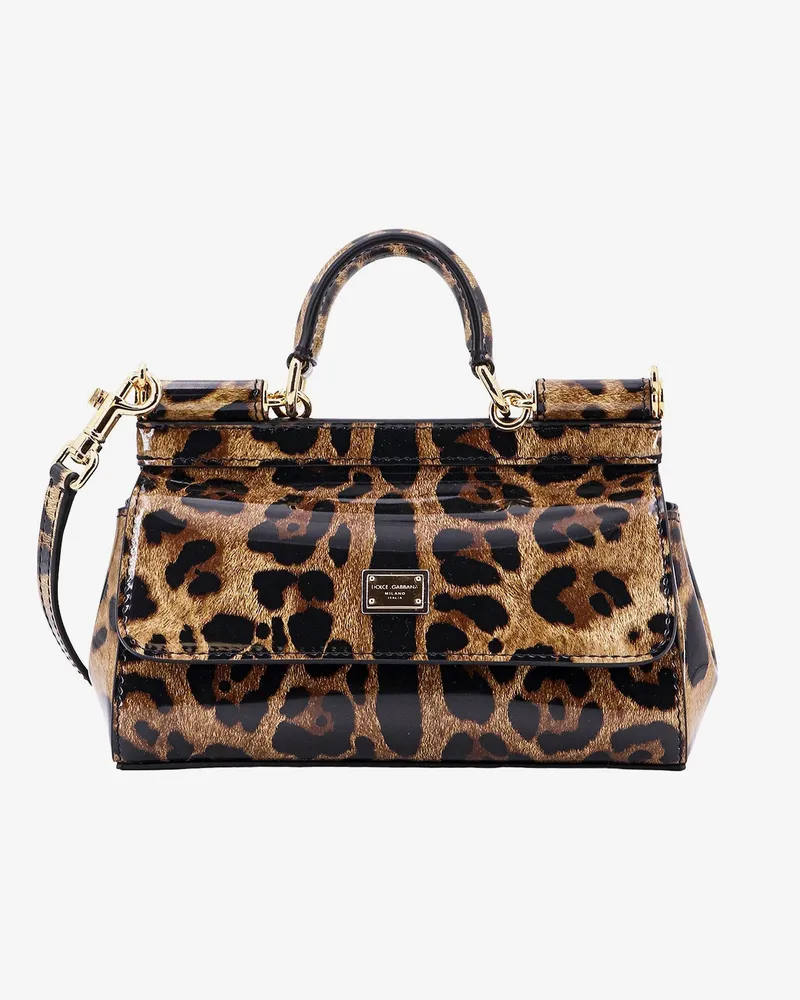 Dolce & Gabbana Kim  patent leather shoulder bag with animalier effect - DOLCE & GABBANA - gender_Woman 
