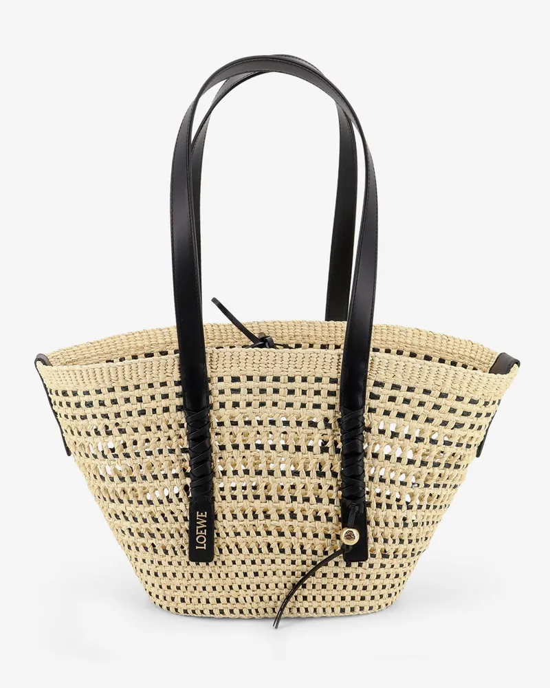 Loewe Paula's Ibiza -Braid raffia and leather shoulder bag -  - gender_Woman Beige