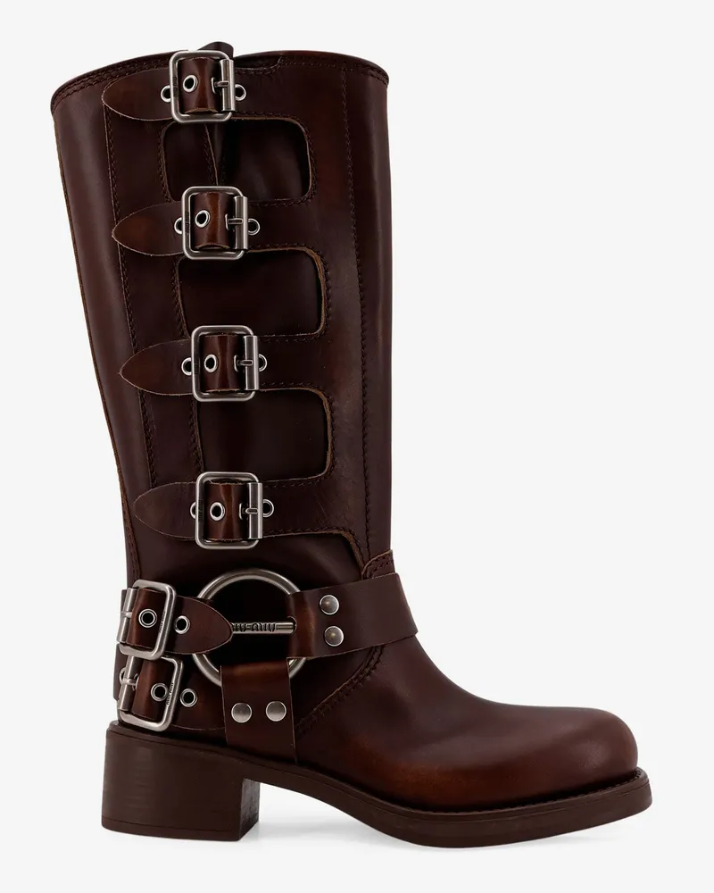 Miu Miu Leather boots -  - gender_Woman Brown
