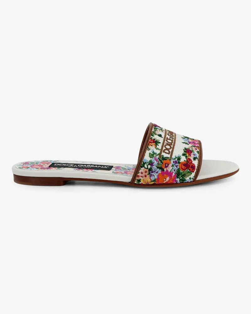 Dolce & Gabbana Canvas sandals with all-over embroidery -  - gender_Woman White