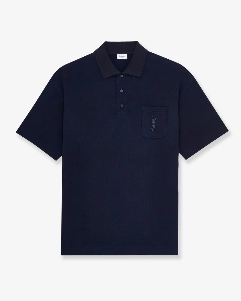 Saint Laurent Piqué cotton polo shirt -  - gender_Man Blue