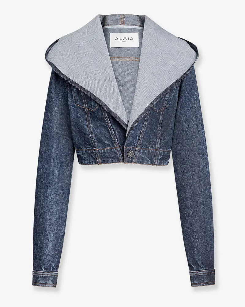 Alaïa Hooded denim jacket -  - gender_Woman Blue