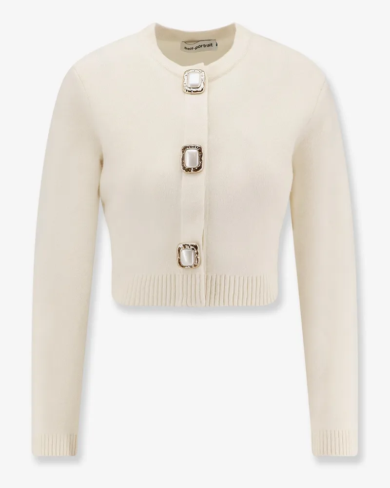 Self-Portrait Cropped wool cardigan -  - gender_Woman White