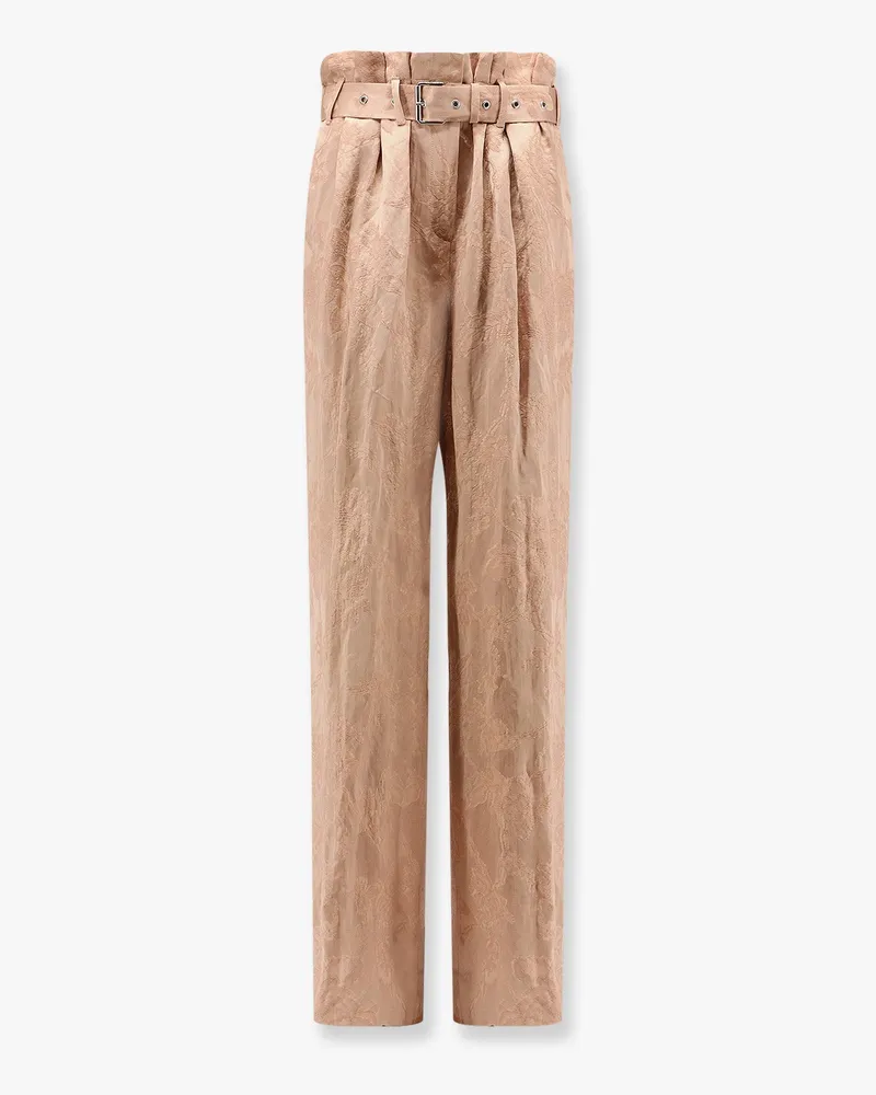 Dries van Noten Damasked linen and viscose trouser with belt -  - gender_Woman 