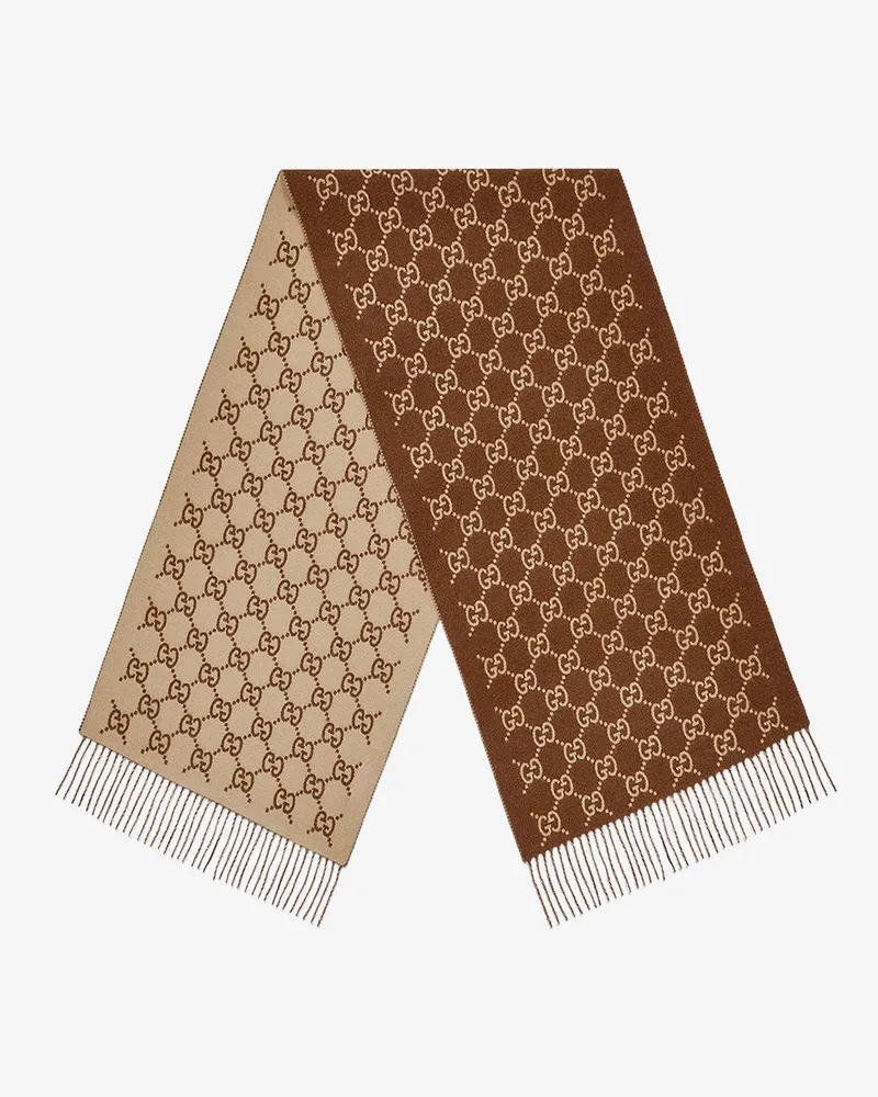 Gucci Cashmere scarf with GG print -  - gender_Unisex Beige