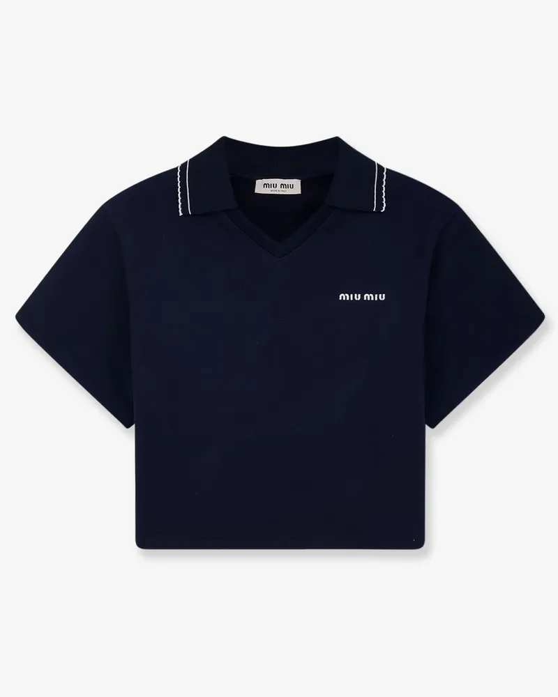 Miu Miu Cotton sweatshirt with Logo embroidery -  - gender_Woman Blue