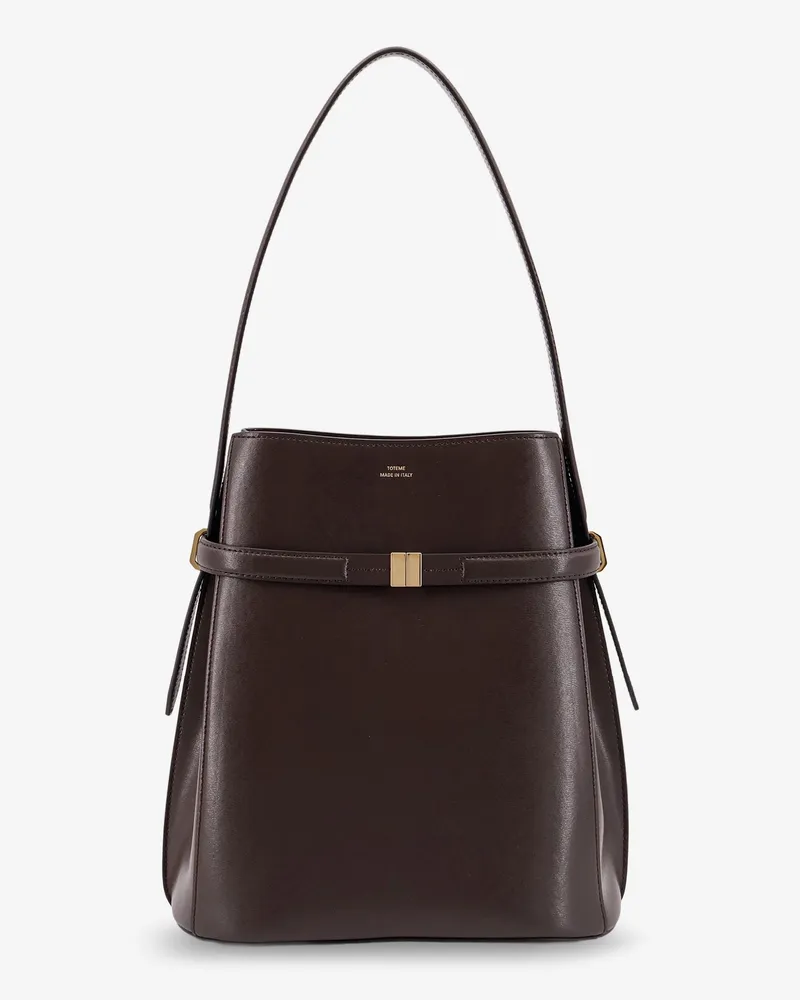Totême Leather bucket bag with strap on the front -  - gender_Woman Brown
