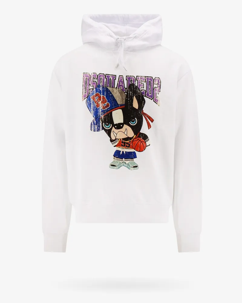 Dsquared2 Cotton sweatshirt with frontal print -  - gender_Man White