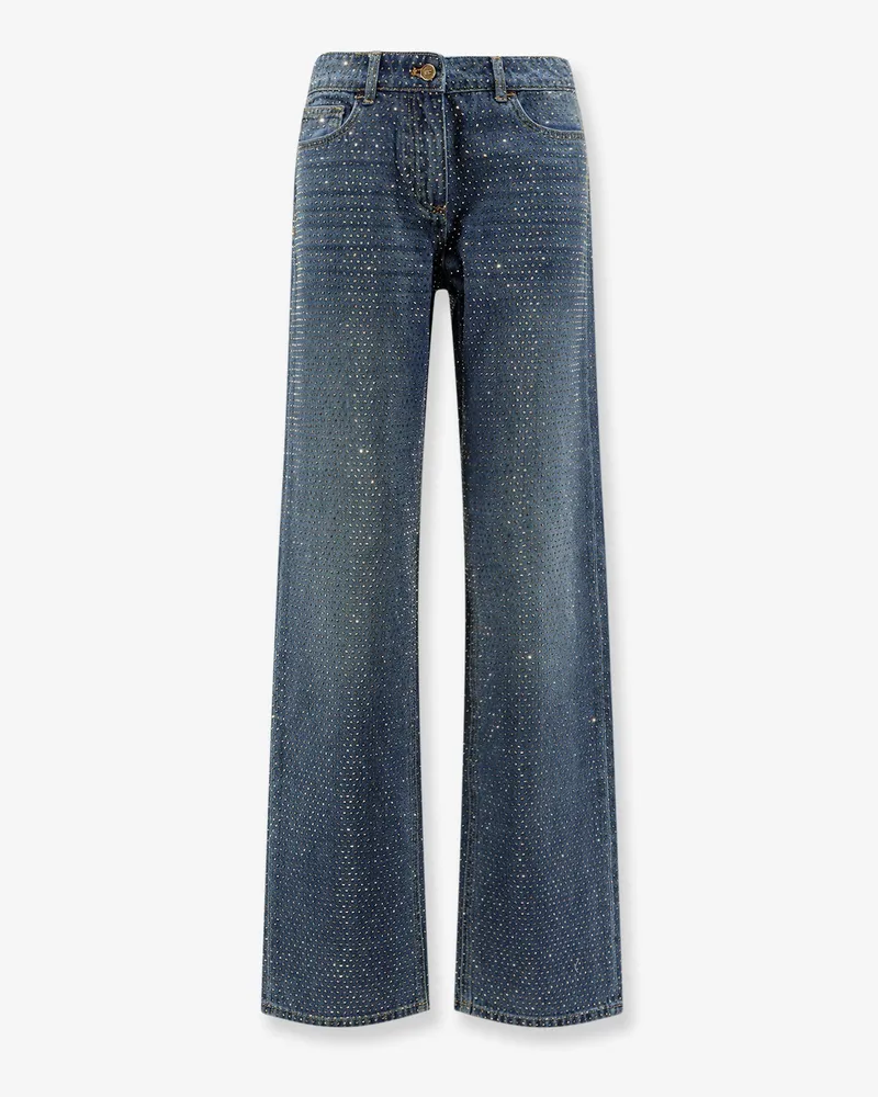 Elisabetta Franchi Blue denim jeans with all-over crystals -  - gender_Woman Blue