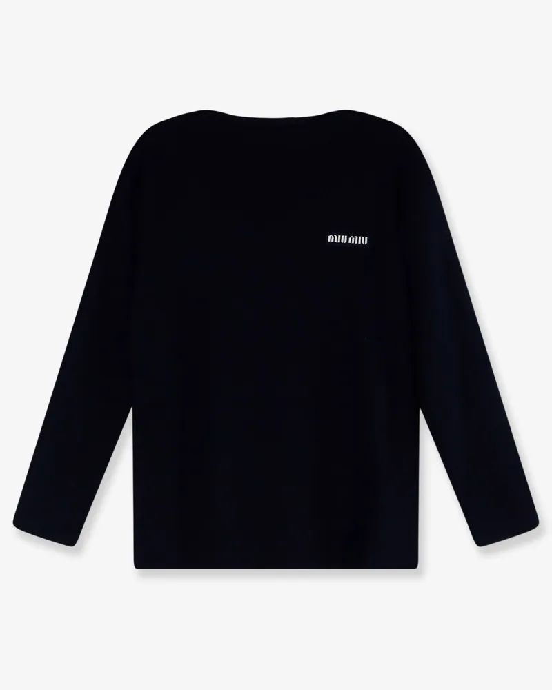 Miu Miu Wool sweater with lettering logo -  - gender_Woman Blue
