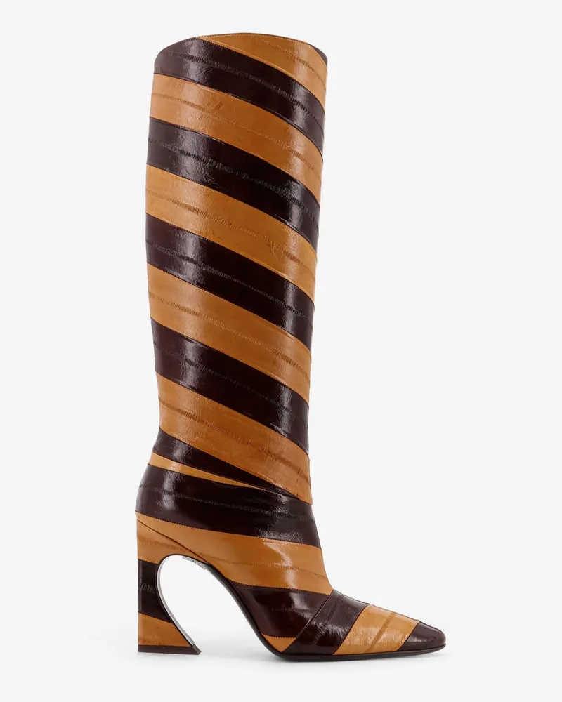 Fendi Arco hagfish leather boots - FENDI - gender_Woman Brown