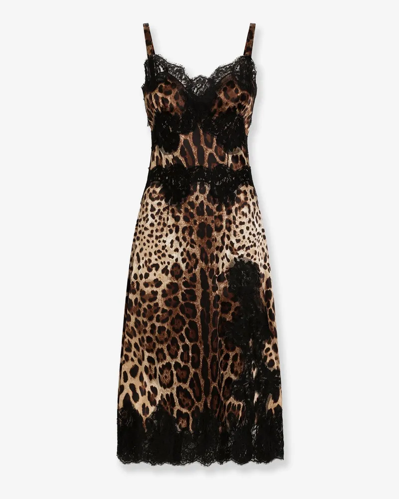 Dolce & Gabbana Satin midi lingerie midi dress -  - gender_Woman Animal