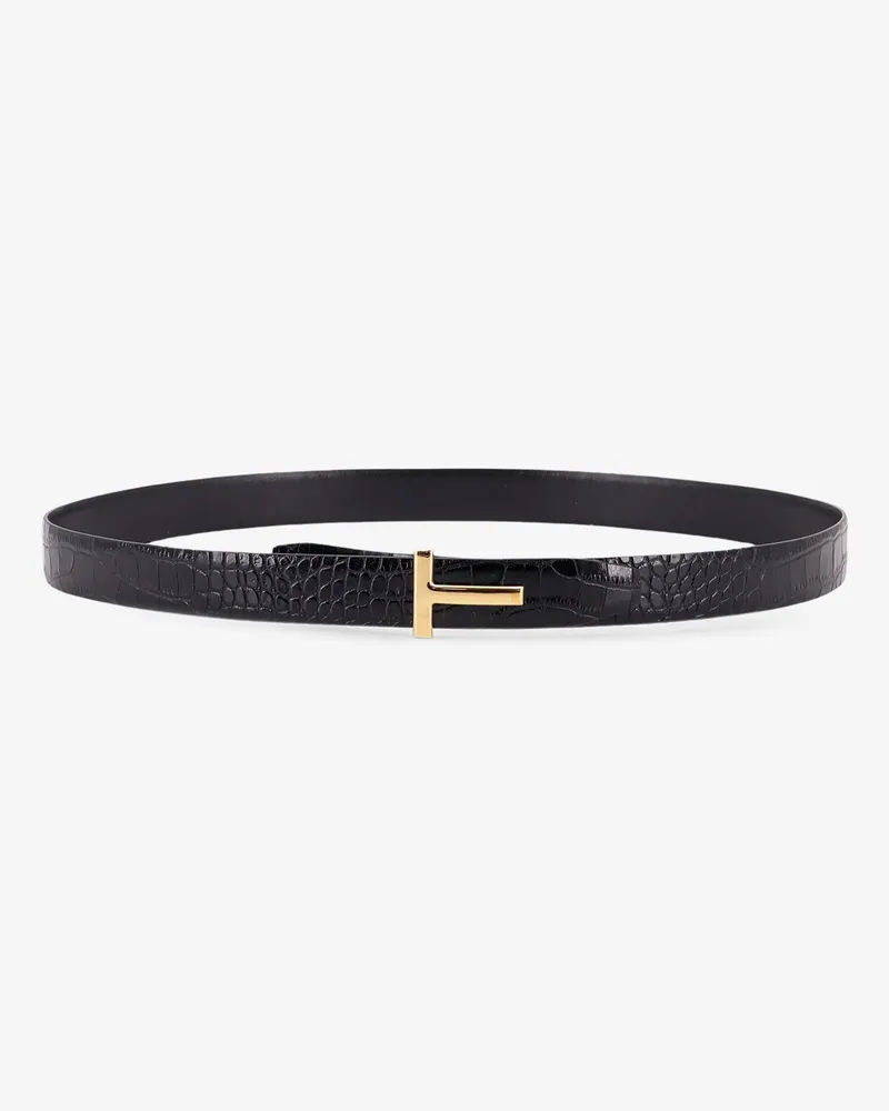 Tom Ford Reversible leather belt with crocodile-print -  - gender_Man Black