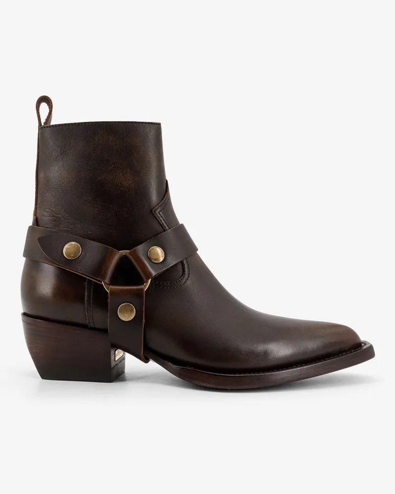 Golden Goose Debbie Distressed leather boots -  - gender_Woman Brown