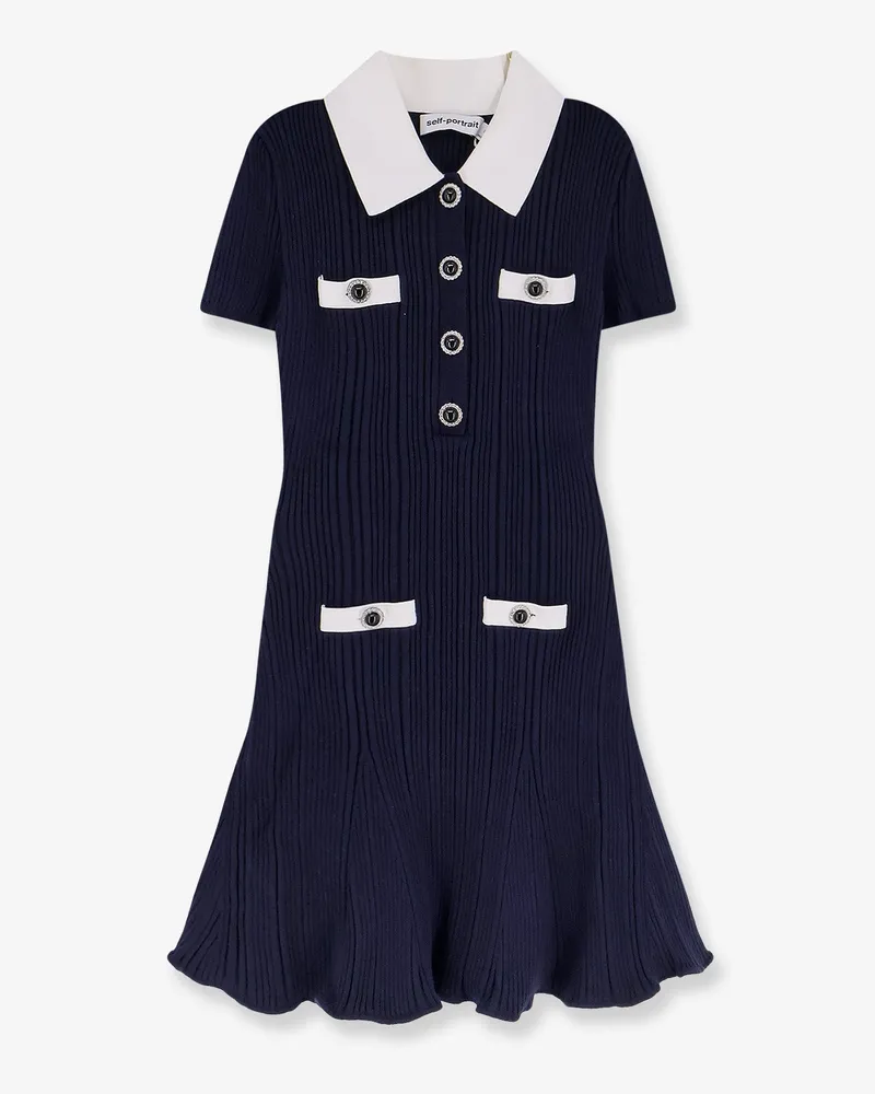 Self-Portrait Ribbed mini dress -  - gender_Woman Blue