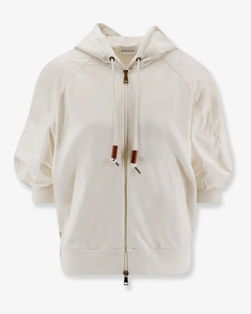 Moncler Cotton sweatshirt with nylon sleeves -  - gender_Woman White