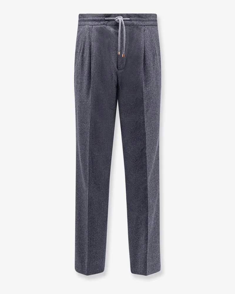 Brunello Cucinelli Virgin wool trousers with drawstring -  - gender_Man Grey
