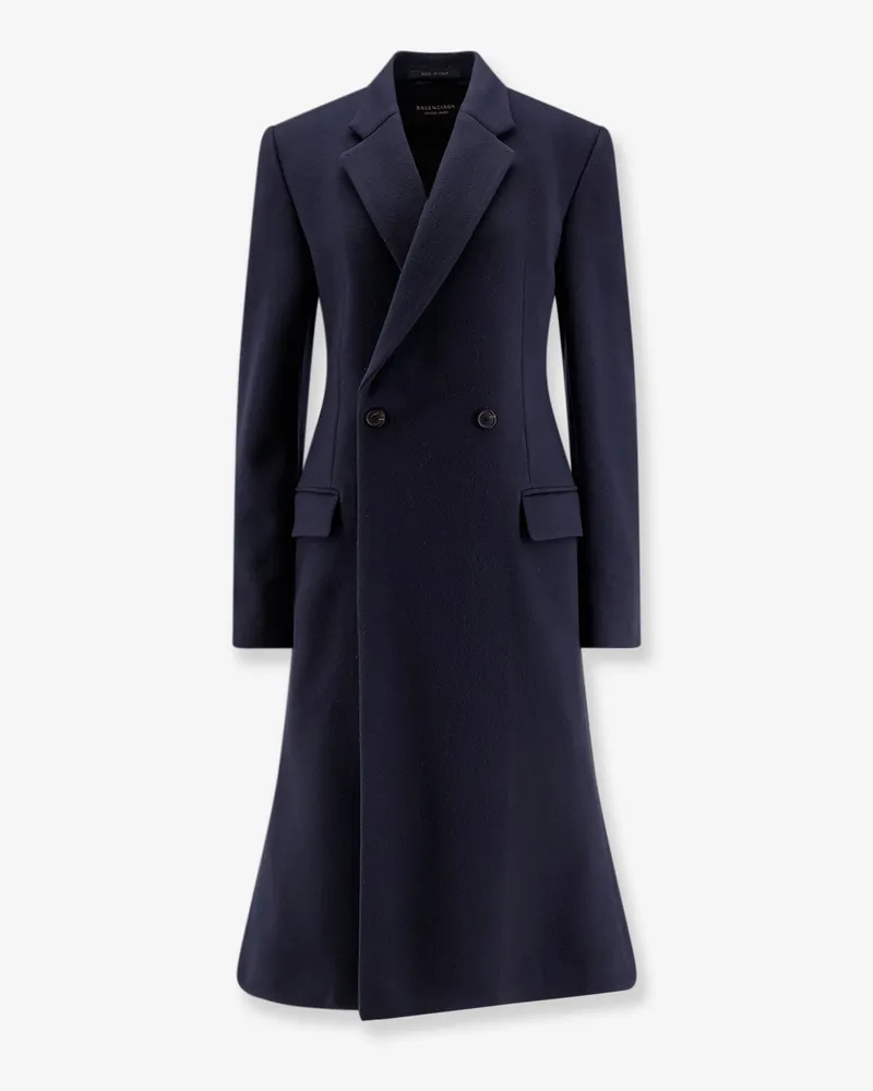 Balenciaga Godet Midi double-breasted wool coat -  - gender_Woman Blue