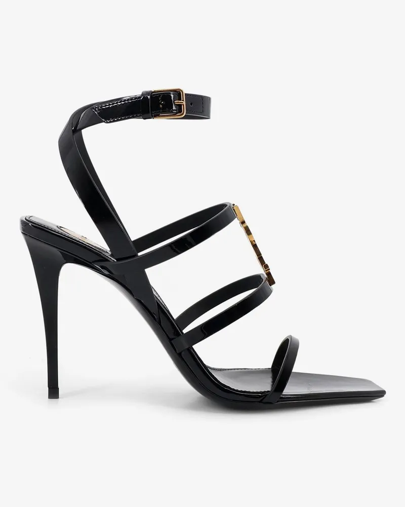 Saint Laurent Cassandre patent leather sandals -  - gender_Woman Black