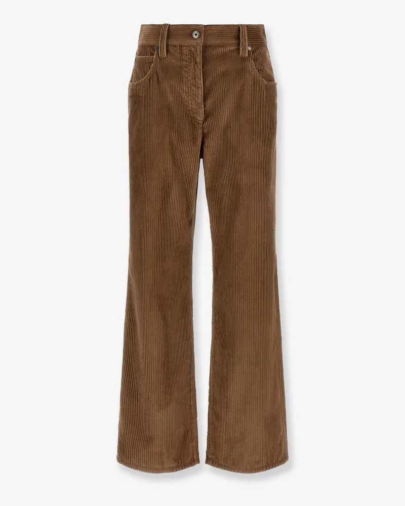 Brunello Cucinelli Corduroy trousers with Monili detail -  - gender_Woman Brown