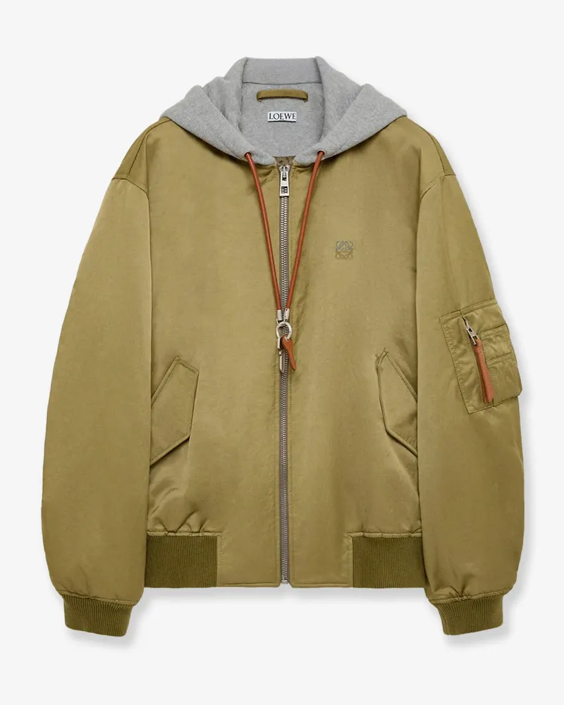 Loewe Technical fabric bomber with hood -  - gender_Man Green