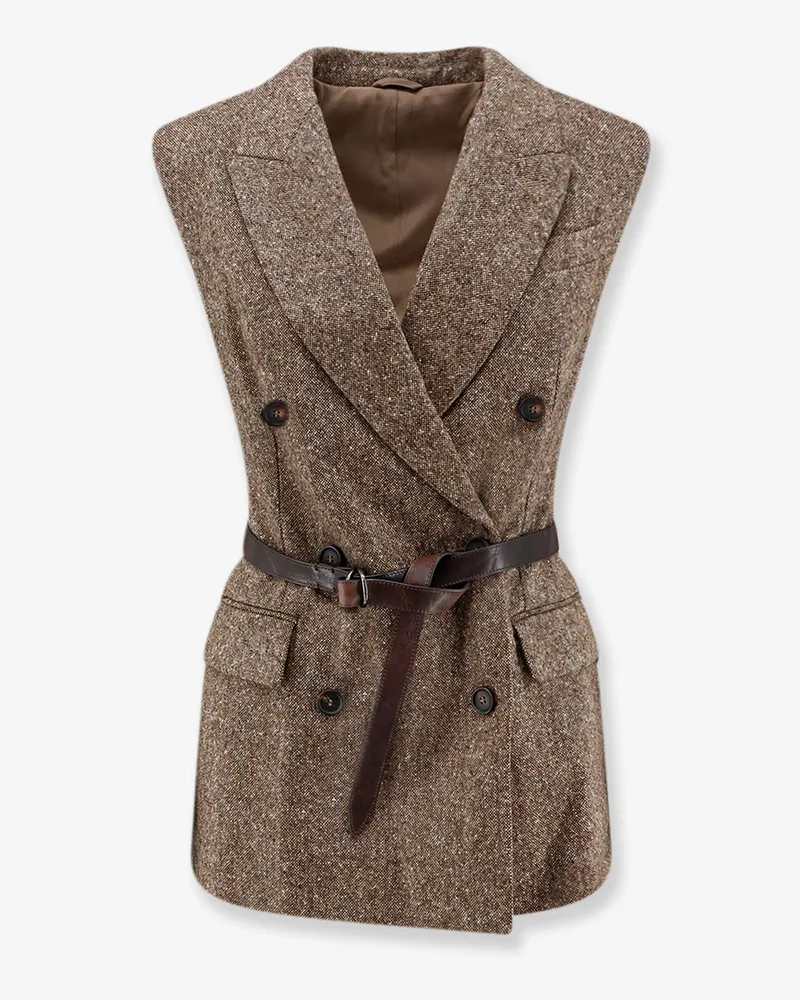 Brunello Cucinelli Virgin wool blend vest -  - gender_Woman Brown