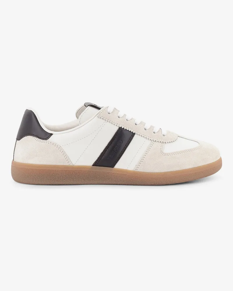 Tom Ford Archer suede and leather low-top sneakers -  - gender_Man White