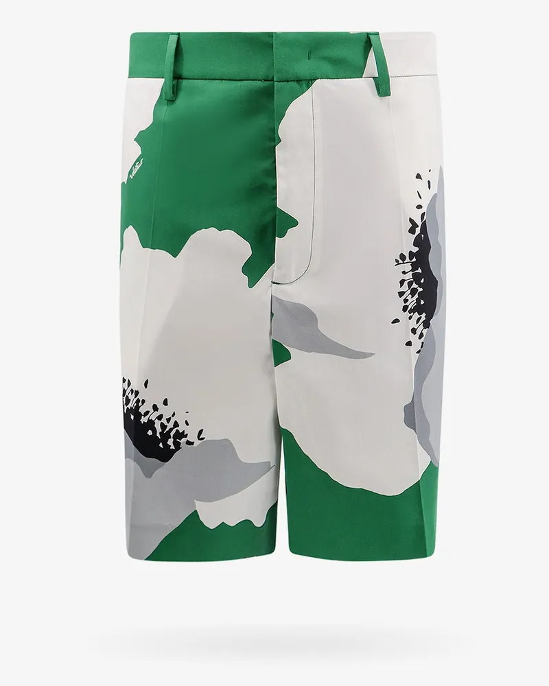 Valentino Garavani Cotton bermuda shorts with   flower portrait print - VALENTINO - gender_Man Green